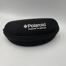 VTG Style Polaroid Sunglasses Clam Shell Zipping Glasses Hard Case Black 6.75"