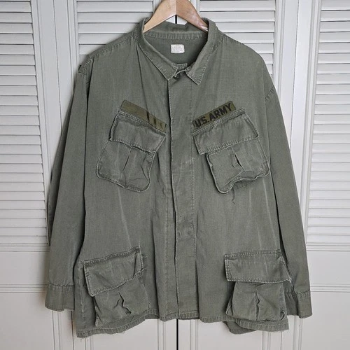 Jungle Jacket 1968 US Army Fatigue Ripstop OG107 Vietnam XL Regular Military Vtg