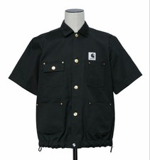USED SACAI X CARHARTT WIP DUCK SHIRT BLACK 2 UNUSED