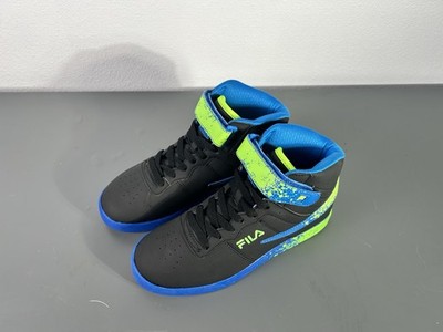 FILA Kids Youth High Top Sneakers | Black Blue Green | New With Box | Size 5.5