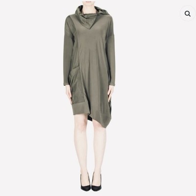 Joseph Ribkoff Asymmetrical Oversized Dress Sz 10 Zip Collar Lagenlook Casual
