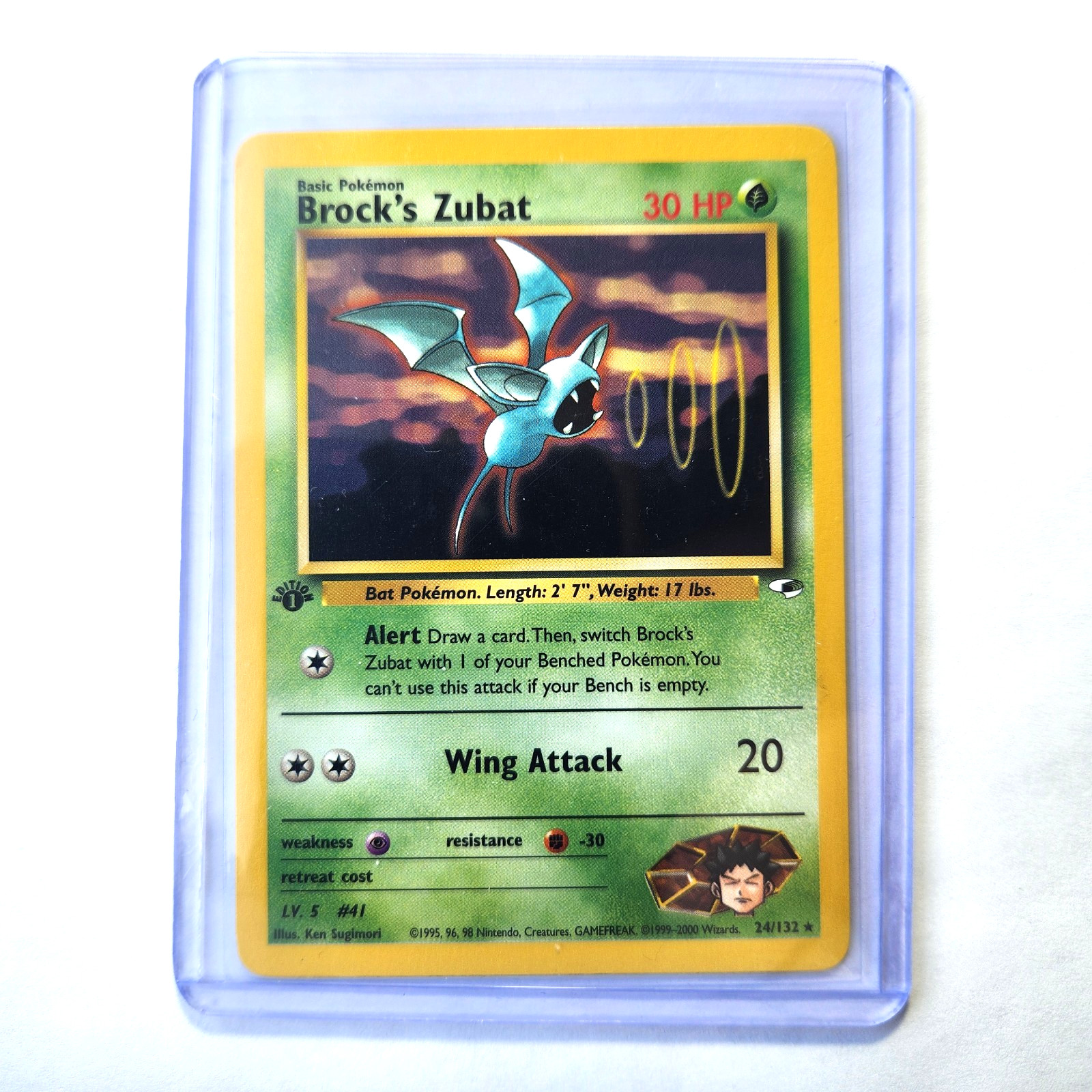Brock's Zubat 24/132 Pokemon TCG 1st Edition Gym Heroes NM Vintage 2000 Card