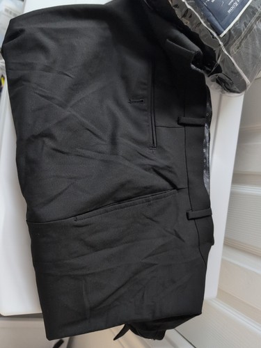 Pantalones elásticos Lauren Ralph Lauren para hombre 42x32 negros lisos B4HP $140 SIN ETIQUETAS - Imagen 3 de 4