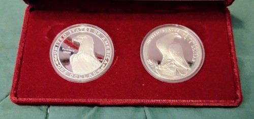 1983-S & 1984-S US Mint Proof Olympic 2-Coin Silver Dollar Set - Box, Case & COA - Picture 3 of 12