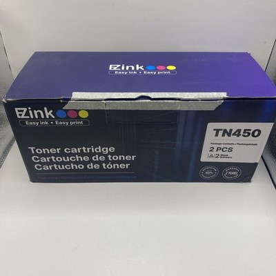 EZink Compatible with TN450 Ink and Toner Cartridge Ultra Black 2 pack Sealed