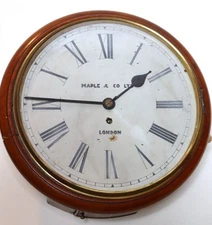English Bracket Fusee Wall Clock  Antique 14.5" Maple & Co. LTD London 