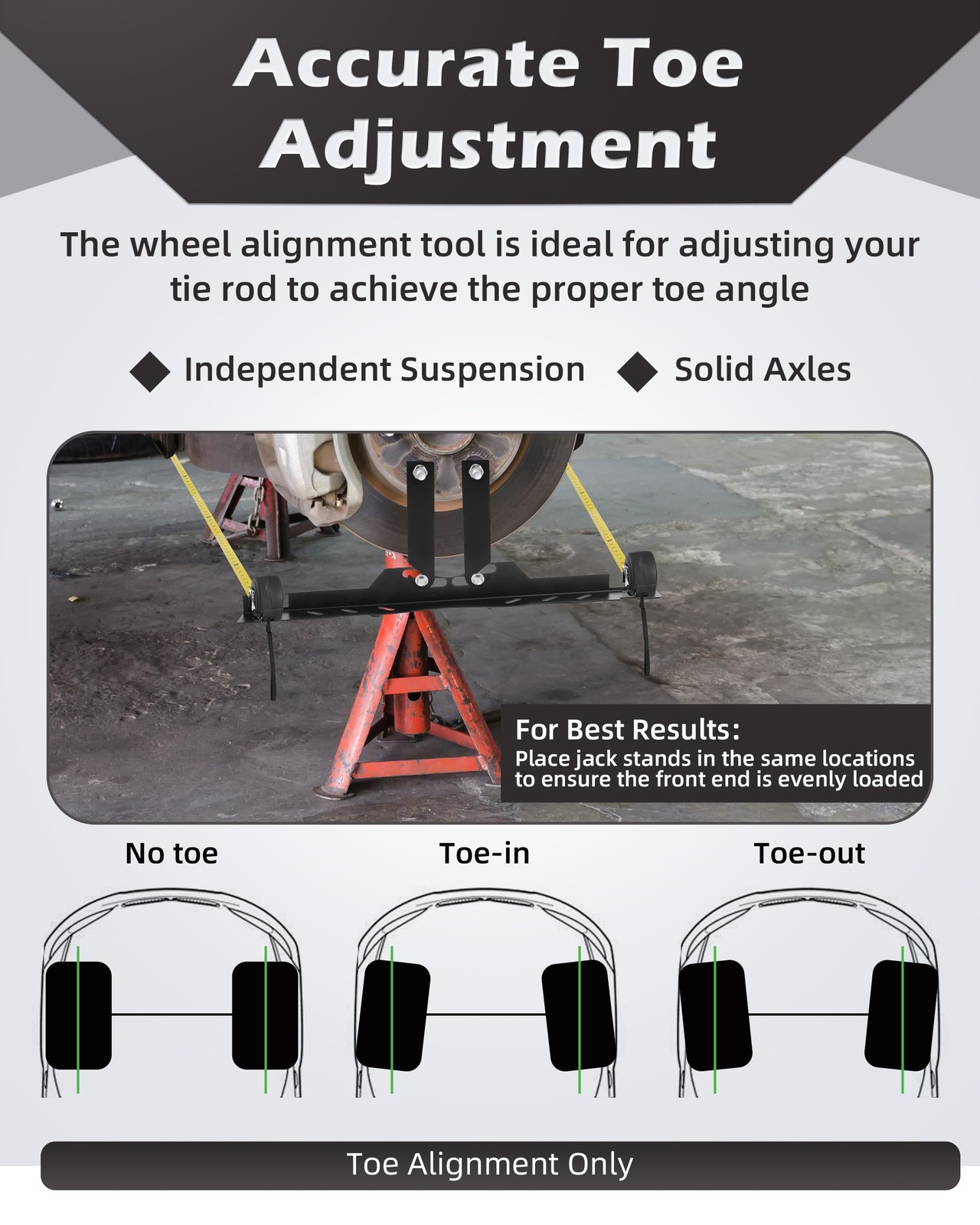 Upgraded Wheel Alignment Tool, Toe Alignment Tool Plates with Extension Arms,...