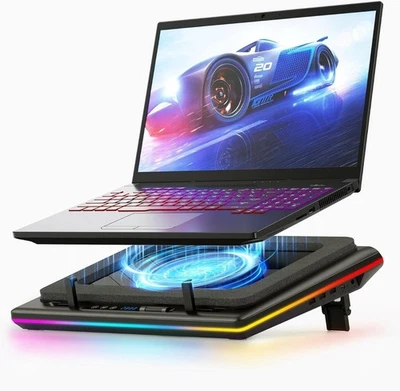 Gaming Laptop Cooler RGB Pad & Stand Adjustable Speed Touch Control 15-19in - Image 1 of 4