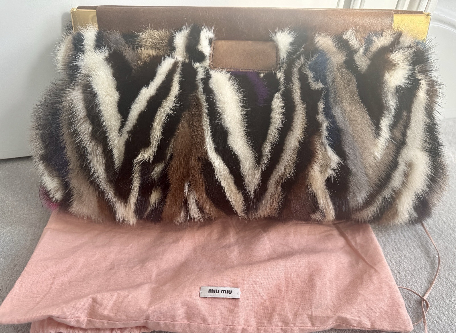 Miu Miu Clutch Bag In Rainbow Mink Patchwork Mult… - image 21