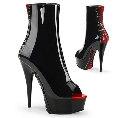 Pleaser Delight 1025 Peep Toe Corset Style Ankle Boot 6'' Heel 1 3 4'' Platform