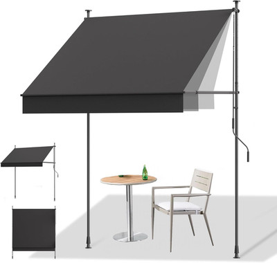 Adjustable Manual Retractable Awning 98'' W x 118'' H for Patio & Garden