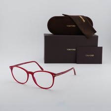 NEW Tom Ford FT5810-B 074 Shiny Light Red/Clear Blue Light Block 53mm Eyeglasses