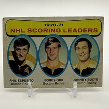 1971 Topps 1970-71 NHL Scoring Leaders Esposito, Orr, Bucyk