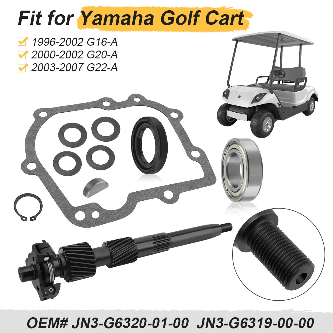 Rear End Input Shaft Kit For Yamaha Golf Cart G16A 96-02 G20A 00