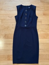 Womens Chaps Size 4 Navy Blue Sleeveless Career Business Shearh Pencil Dress LN
