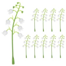 10-Pack Artificial Flower with Stems, Fake Lily of the Valley Flowers Leaf Decor