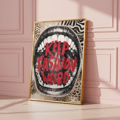Red Maximalist Leopard Zebra Lips Fashion Print Retro Y2k / A5 A4 A3 ungerahmt