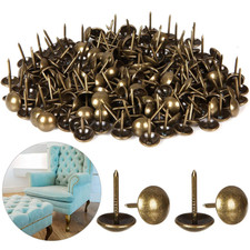 500Pcs Decorative Upholstery Tacks, 7/16 Antique Furniture Nails Pins, Brass Fi