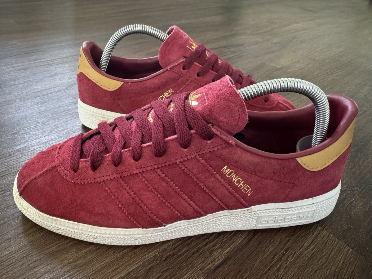 ADIDAS Munchen Originals Mens Suede Terrace Trainers, Burgundy
