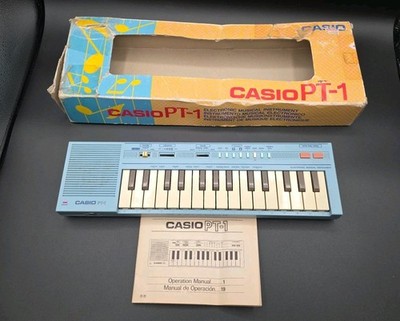 Casio PT-1☆ミニシンセサイザー☆ベビーブルー☆超レアカラー Vintage Casio PT-1 Keyboard Mini Synthesizer Baby Blue Rare w Box