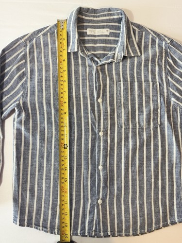 Zara Kids Boy’s Blue & White Cotton Long Sleeve Casual Button Front Shirt Size 7 - Picture 7 of 9