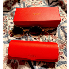 Cartier Men s Round Sunglasses Gold Metal Fra...