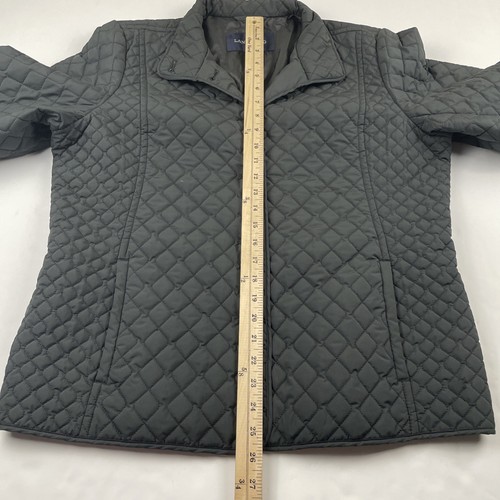 Lands' End Diamond Quilted Primaloft Jacket Women’s L Button Up Black Lightweigh - Picture 5 of 11