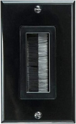 Vanco 120818X Decor Style Brush Bulk Cable Wall Plate (Black) 1 Gang