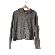 Athleta Women' Printed Farallon Sweatshirt Stratum Camo Olive Green Hoodie Large