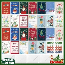 Christmas Cards with Envelopes and Stickers with Printed Message Inside Card NEW