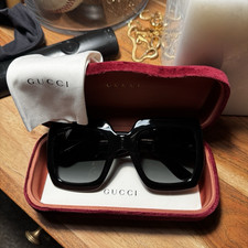 Gucci Oversized Square Black Gradient Women's Sunglasses Plastic Frame