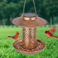 Ottsuls Solar Bird Feeder for Outdoors Hanging, Metal Wild Cardinal... Fast Ship