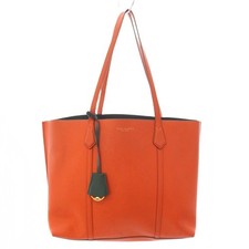 Tory Burch Perry Triple Compartment Tote Bag Orange Leather Shoulder Used