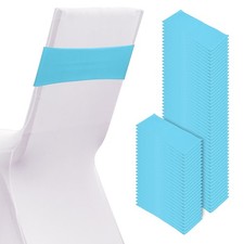 100 Pcs Spandex Chair Sashes Bows with Slider Buckle, Sky Blue