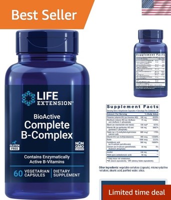 Complete B-Complex for Energy, Metabolism & Wellness - 60 Vegetarian Capsules