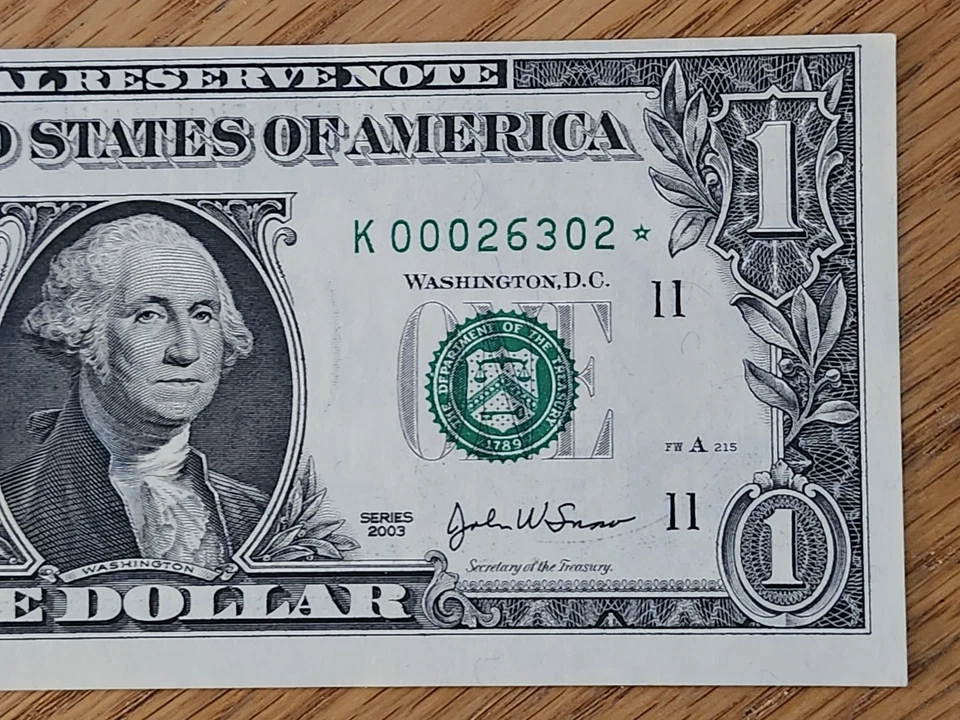 2003 $1 "STAR NOTE" DALLAS DISTRICT UNC/GEM K00026302* 000 START LOW SERIAL # - Image 4 of 4