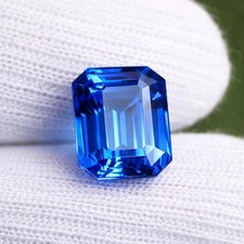 10.50 Ct Natural Blue Flawless Sapphire Emerald Cut Certified Loose Gemstone A 