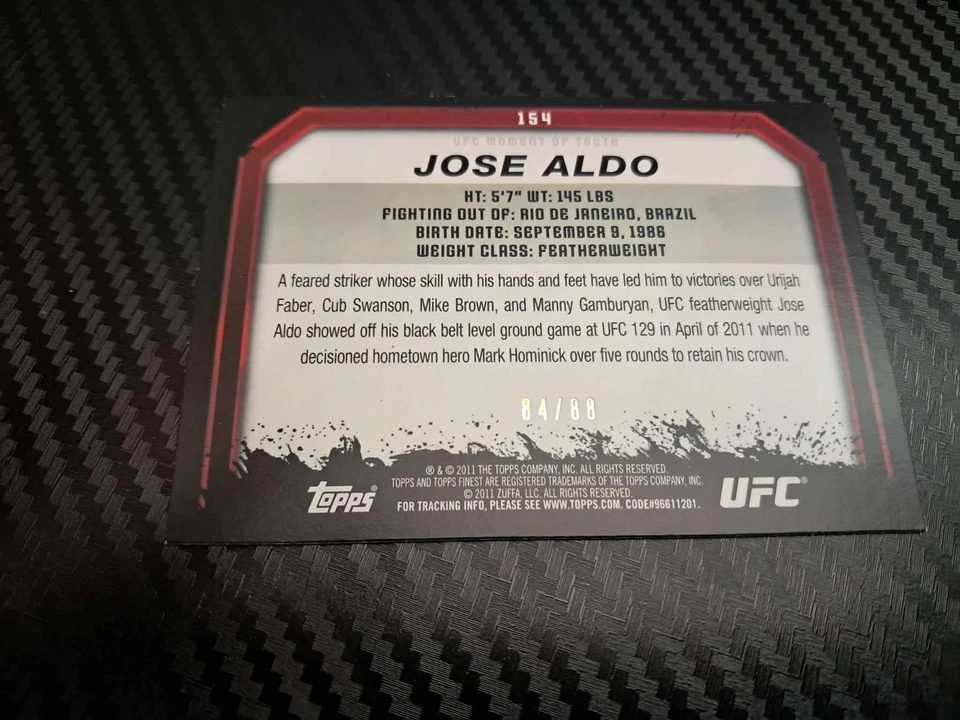 2011 Topps UFC Moment of Truth JOSE ALDO CHAMPION ONYX /88 - Image 2 of 2