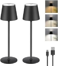 Pack of 2 Dimmable LED Battery Table Lamps, Touch Wireless Table Lamp with USB-C