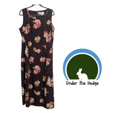 Vtg Julian Taylor Brown Floral Maxi Dress Size 18 Fairy Feminine Cottage J2