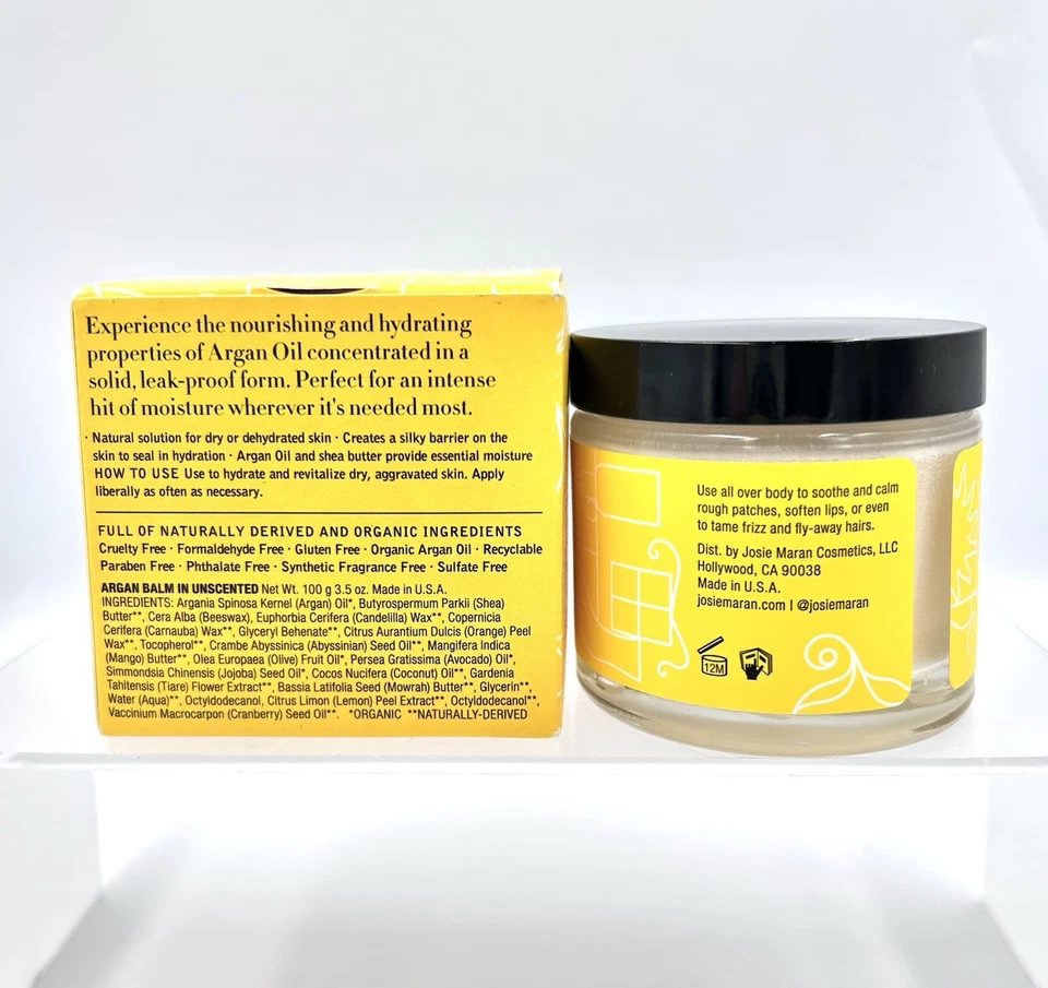 Josie Maran Argan Oil Balm Unscented 3.5 oz New In Box & Sealed Intense Moisture - Image 2 of 3