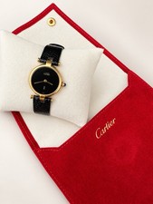 Vintage Must de Cartier Vendôme Ref 18 Black Dial 925 Vermeil Quartz Watch