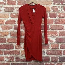 Foreign Exchange Dress Womens Small Plain Red Surplice Wrap Casual Evening