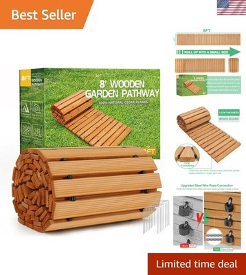 Elegant 8FT Cedar Wooden Garden Pathway - Versatile & Weather-Resistant Walkway