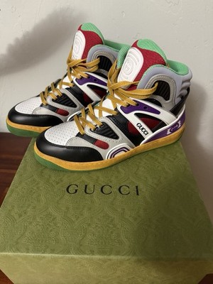 Gucci Basket High Top Retro Basketball Shoes Men's Size 661303 2SH90 1072