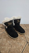 Juicy Couture Girls Black Gem Studded Lined Boots Size 3