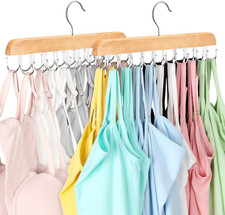 Bra Hanger for Closet, Tank Top Organizer 20 Hooks Capacity Foldable Wood Space