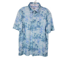 Izod Men's Relaxed Classic Saltwater Palm Print Beach Polo Shirt Size Medium