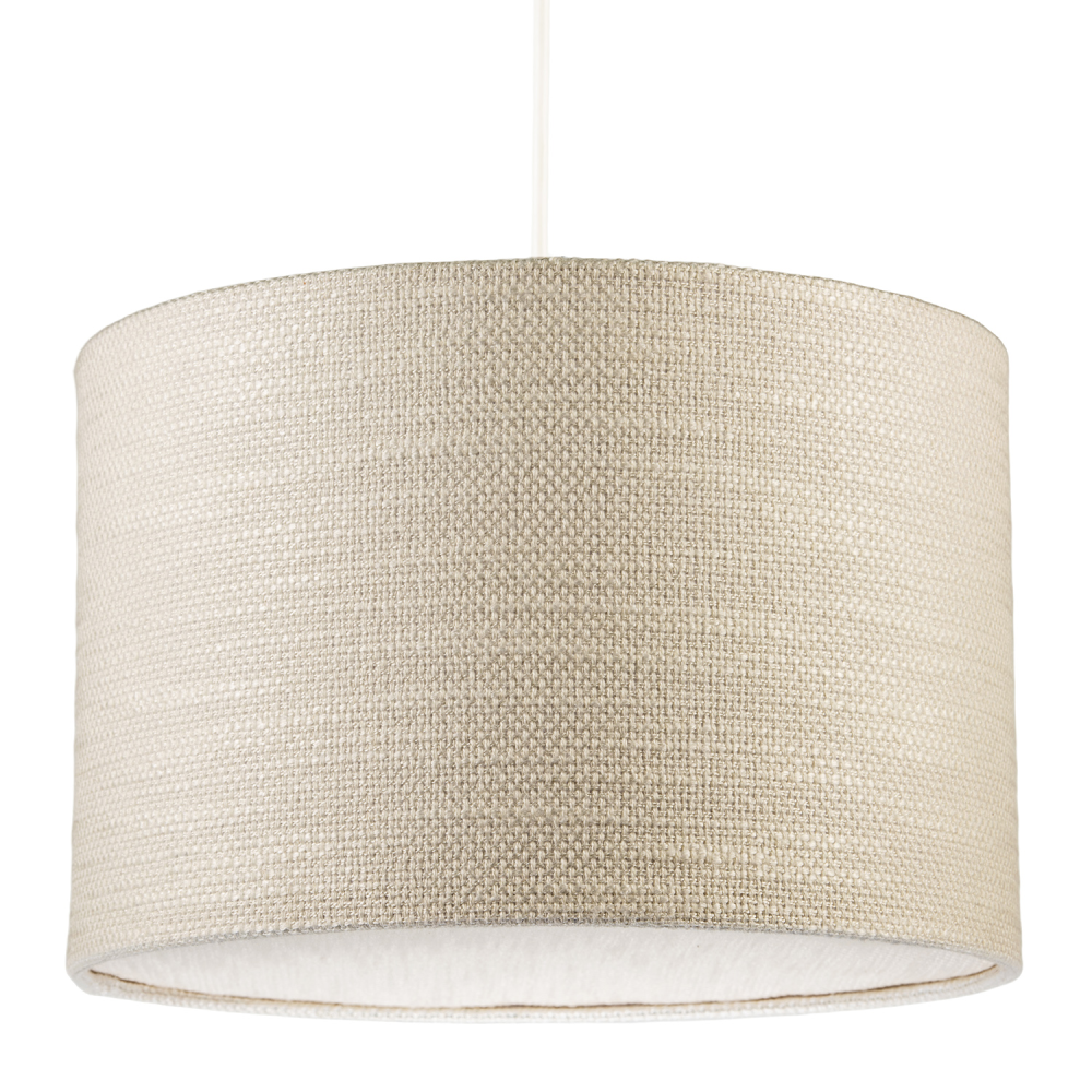 Coconut Milk Textured Linen Pendant Lighting Shade with Diffuser by Happy Hom...