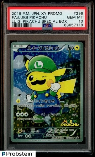 2016 Pokemon Japanese XY Promo Special Box #296 FA Luigi Pikachu PSA 10 GEM MINT